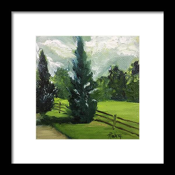 Cypress Trees Framed Print featuring the painting Cypress Trees by Roxy Rich
