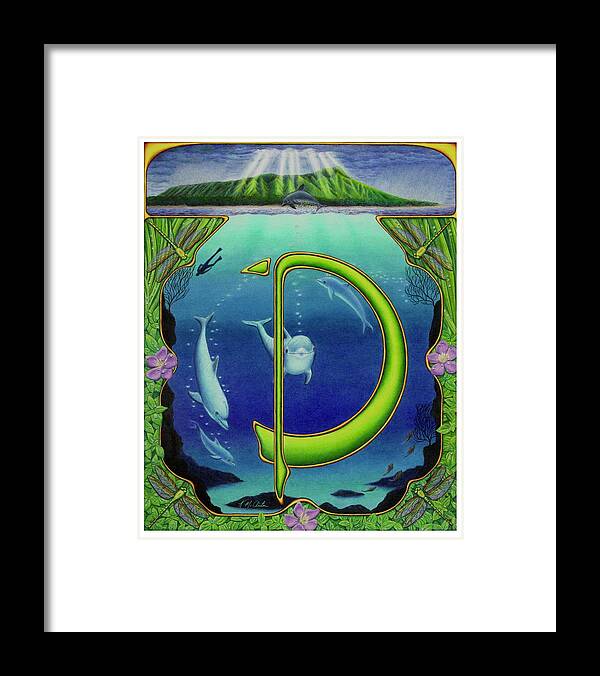 Kim Mcclinton Framed Print featuring the drawing D is for Dolphin by Kim McClinton