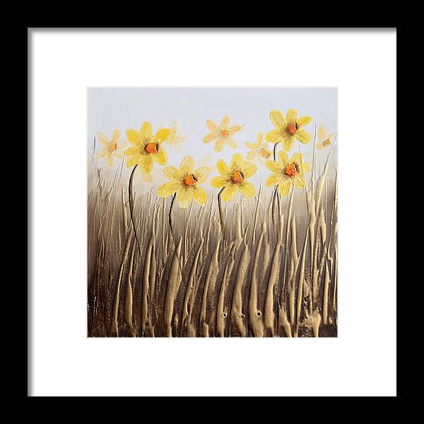 Daffodils Framed Print featuring the painting Daffodils by Amanda Dagg