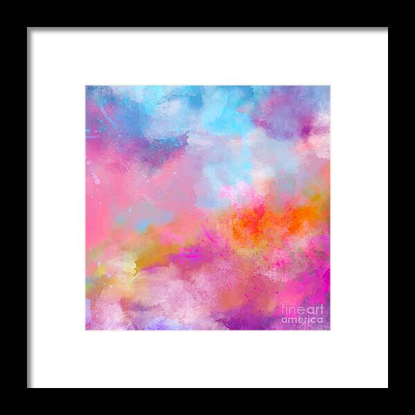 Watercolor Framed Print featuring the digital art Daimaru - Artistic Abstract Blue Purple Bright Watercolor Painting Digital Art by Sambel Pedes