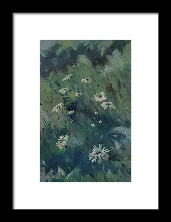 Flower Framed Print featuring the painting Daisy-A-Day by Sheila Romard
