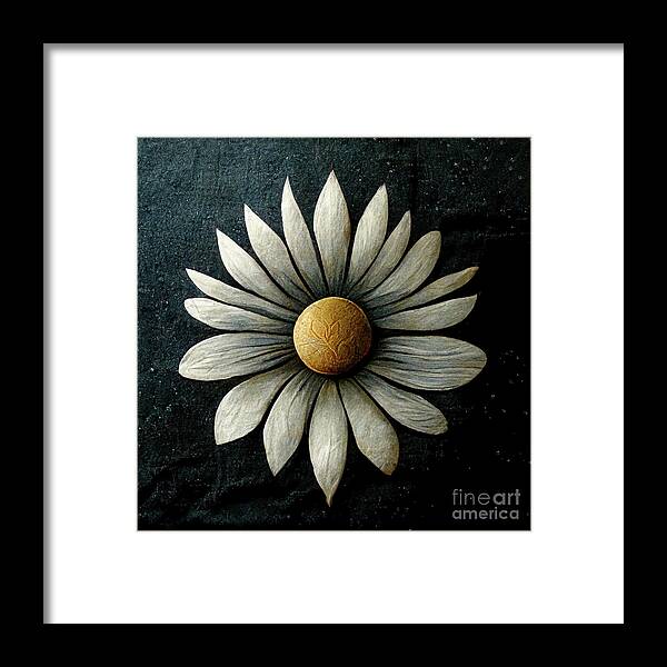 Daisy Framed Print featuring the digital art Daisy Flower Digital Sand Painting by Cindy Singleton