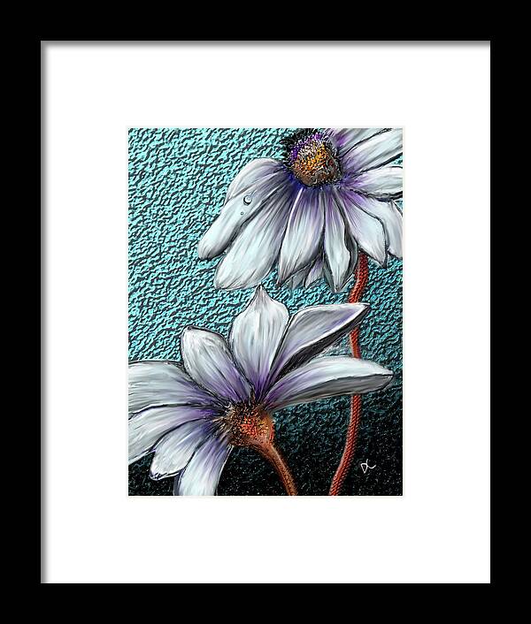 Flower Framed Print featuring the digital art Daisy Study one by Darren Cannell