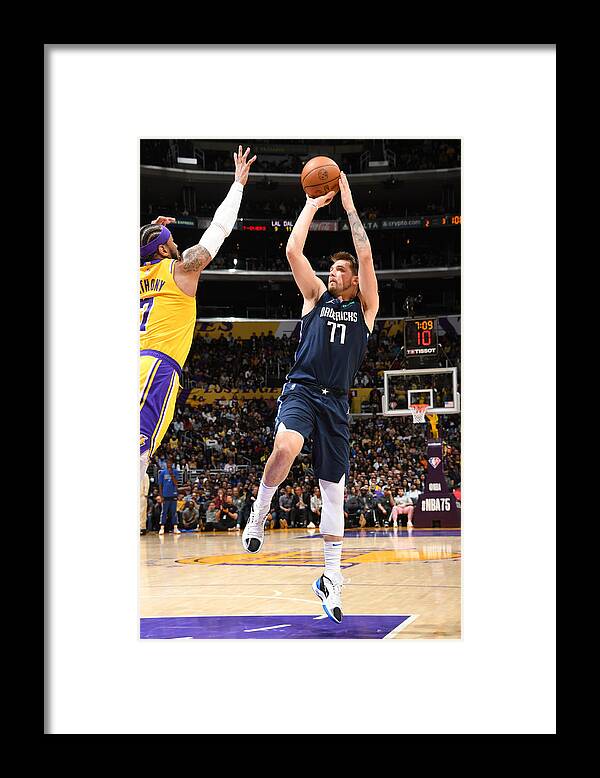 Nba Pro Basketball Framed Print featuring the photograph Dallas Mavericks v Los Angeles Lakers by Andrew D. Bernstein