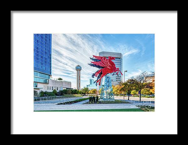 Texas Framed Print featuring the photograph Dallas Neon Red Pegasus by Bee Creek Photography - Tod and Cynthia
