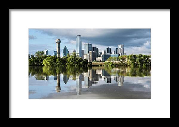 Dallas Framed Print featuring the photograph Dallas Texas Water Reflection by Robert Bellomy