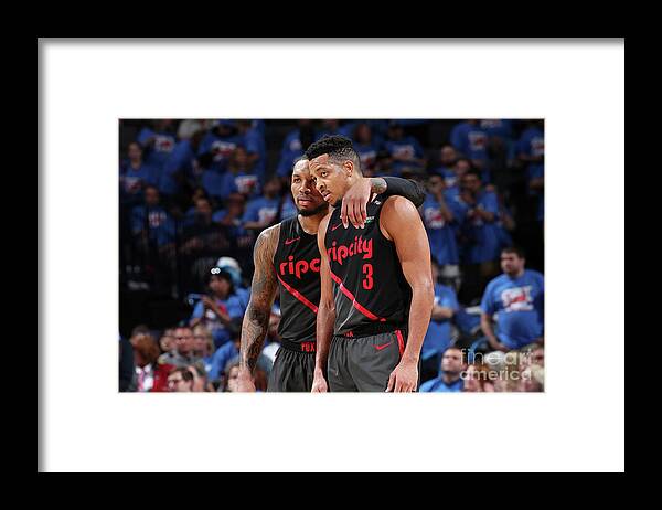 Playoffs Framed Print featuring the photograph Damian Lillard and C.j. Mccollum by Joe Murphy
