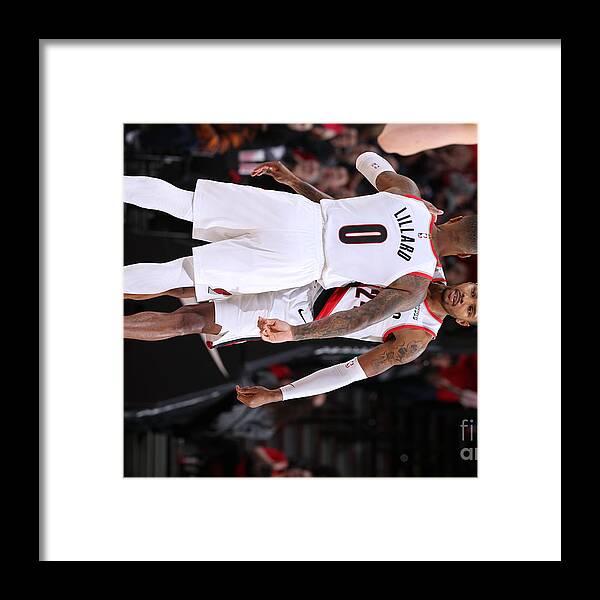 Damian Lillard Framed Print featuring the photograph Damian Lillard and Kent Bazemore by Sam Forencich