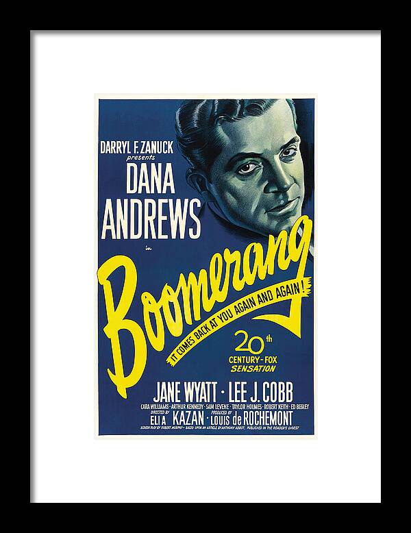 Dana Andrews Framed Print featuring the photograph DANA ANDREWS in BOOMERANG -1947-, directed by ELIA KAZAN. by Album