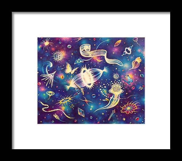 Microcosm Framed Print featuring the painting Dance of life by Tuco Amalfi