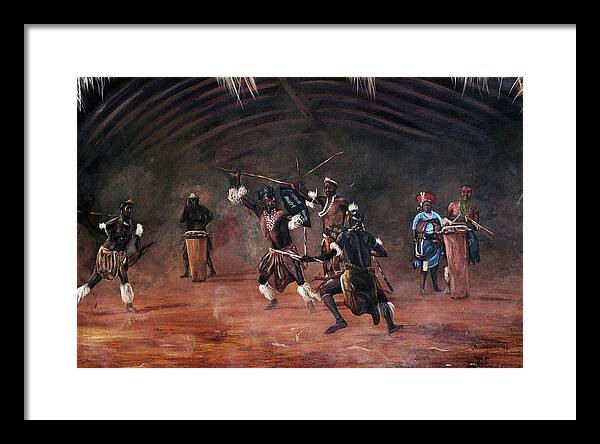 African Art Framed Print featuring the painting Dance Of Spears by Ronnie Moyo