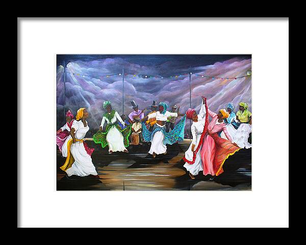  Caribbean Painting Original Painting Folklore Dance Painting Trinidad And Tobago Painting Dance Painting Tropical Painting Framed Print featuring the painting Dance The Pique by Karin Dawn Kelshall- Best
