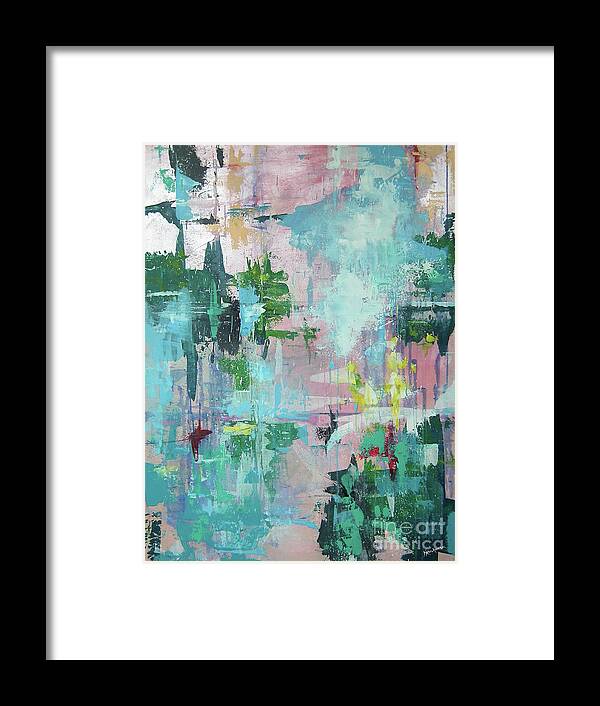 Colorful Abstract Framed Print featuring the painting Dancing in the Rain by Kristen Abrahamson