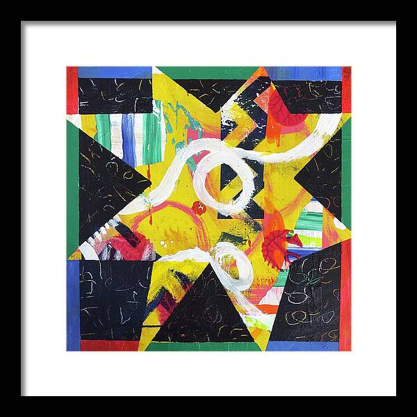 Star Framed Print featuring the painting Dancing Yellow Star by Cyndie Katz