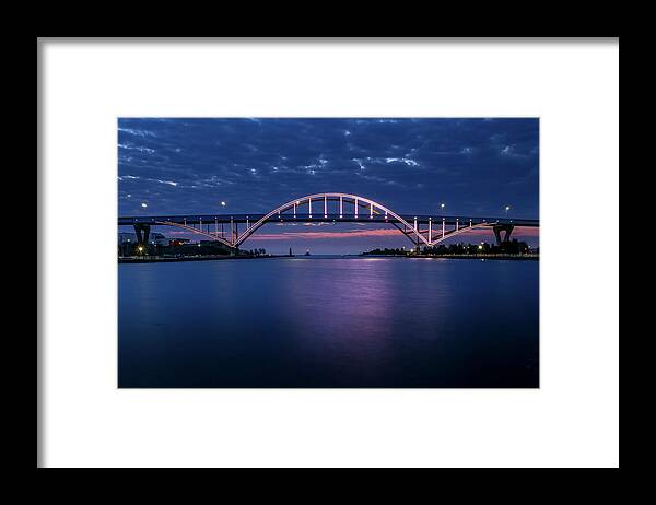 Daniel Hoan Bridge Framed Print featuring the photograph Daniel Hoan Bridge Lights by Paulette Marzahl