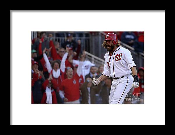 Game Two Framed Print featuring the photograph Daniel Murphy and Jayson Werth by Patrick Smith