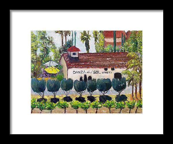 Danza Del Sol Framed Print featuring the painting Danza del Sol Winery by Roxy Rich