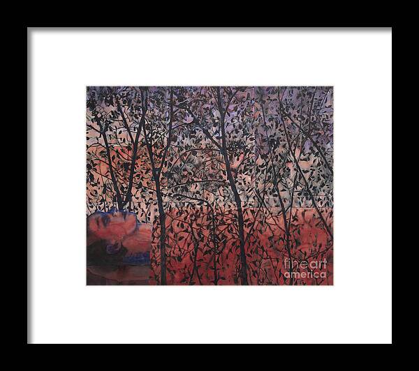 Leaves Framed Print featuring the painting Dark Leaves, 2021 by Graham Dean
