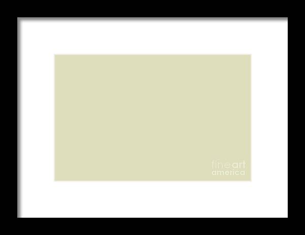 Beige Framed Print featuring the digital art Dark Pastel Yellow Green Solid Color Inspired by Valspar Tempered Sage 6006-5A by PIPA Fine Art - Simply Solid