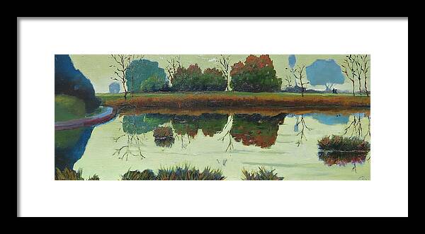 Water Framed Print featuring the painting Dark Reflections by Gary Coleman