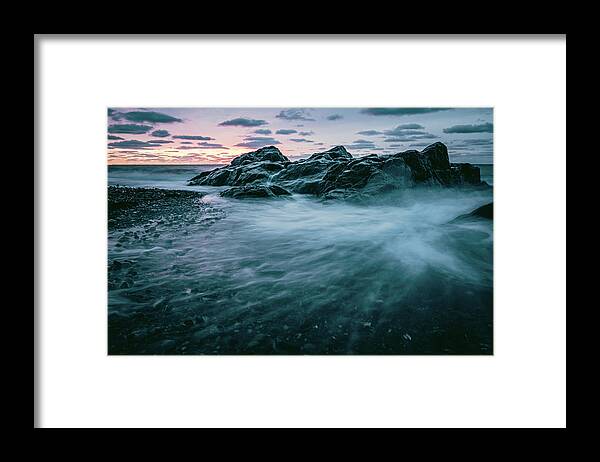 New Hampshire Framed Print featuring the photograph Dark Surf by Jeff Sinon