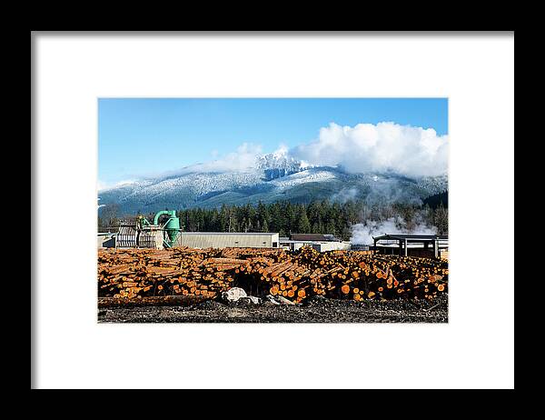 Darrington Logs And Prairie Mountain Framed Print featuring the photograph Darrington Logs and Prairie Mountain by Tom Cochran