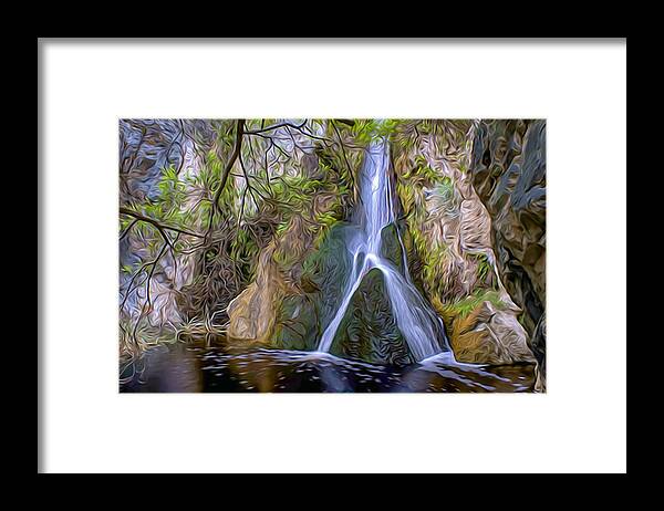 Oil Paint Rendered Framed Print featuring the photograph Darwin Falls OP by Jim Dollar