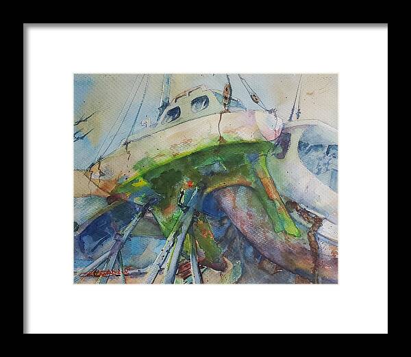 Colorful Framed Print featuring the painting David's Boat by Jackson Ordean