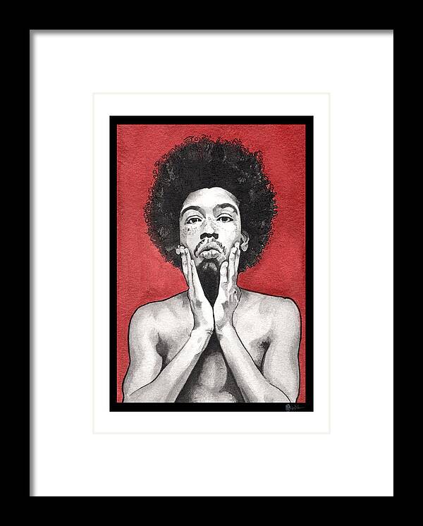 Portrait Framed Print featuring the painting Davis In Red-Cropped by Tiffany DiGiacomo