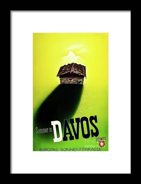 1942 Framed Print featuring the drawing Davos Switzerland Travel Poster 1942 by M G Whittingham