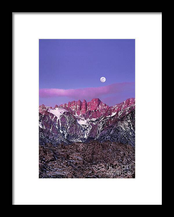 Dave Welling Framed Print featuring the photograph Dawn Alpenglow Mount Whitney Eastern Sierras Clifornia by Dave Welling