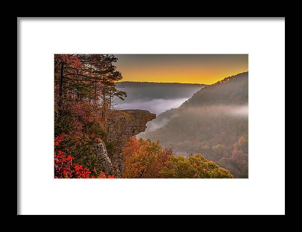Ozark Forest Framed Print featuring the photograph Dawn At Hawksbill Crag - Whitaker Point Arkansas by Gregory Ballos