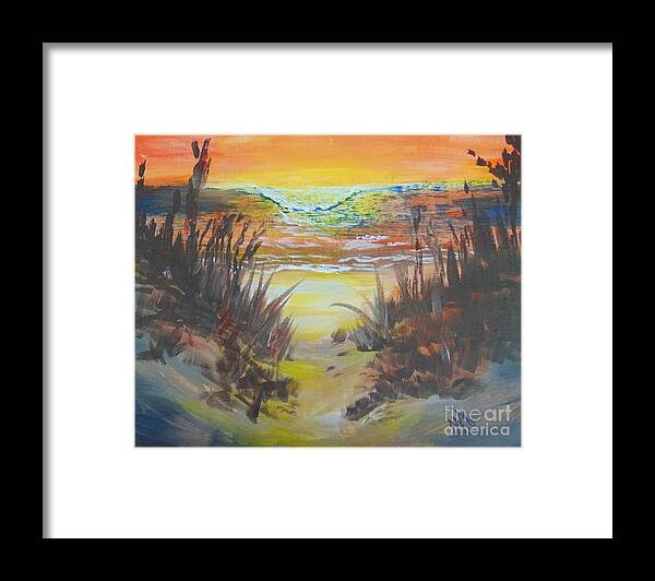Beach Framed Print featuring the painting Dawn's Early Light by Saundra Johnson