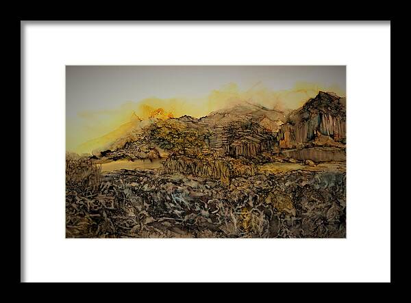 Reflection Framed Print featuring the painting Daybreak at the Old Mill by Angela Marinari