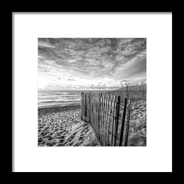 Clouds Framed Print featuring the photograph Daybreak on the Dunes Black and White in Square by Debra and Dave Vanderlaan