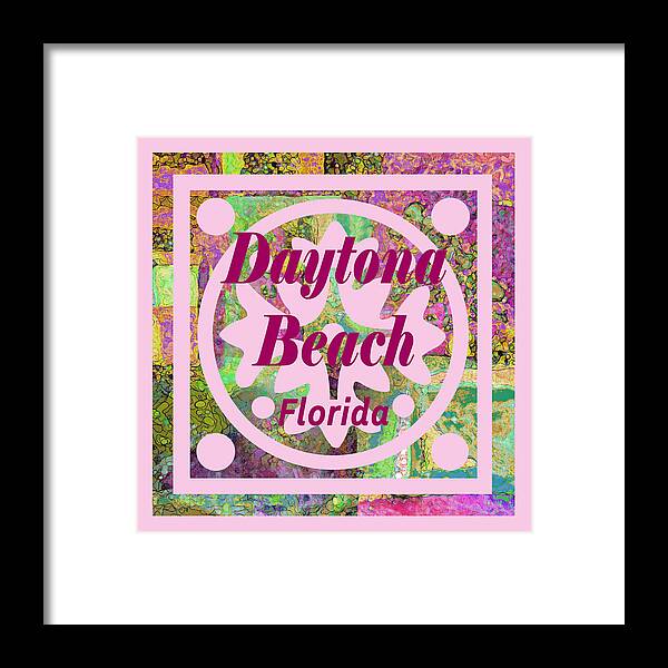 Daytona Beach Framed Print featuring the painting Daytona Beach Florida Abstract 122 by Corinne Carroll