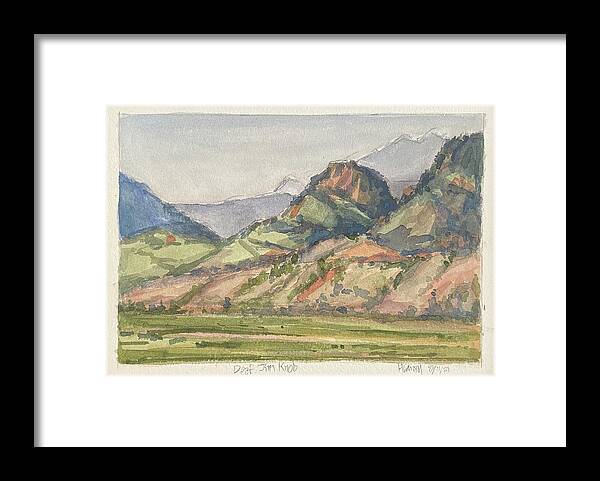 Plein Air On The Yellowstone Framed Print featuring the painting Deaf Jim Knob and Electric Paek by Les Herman