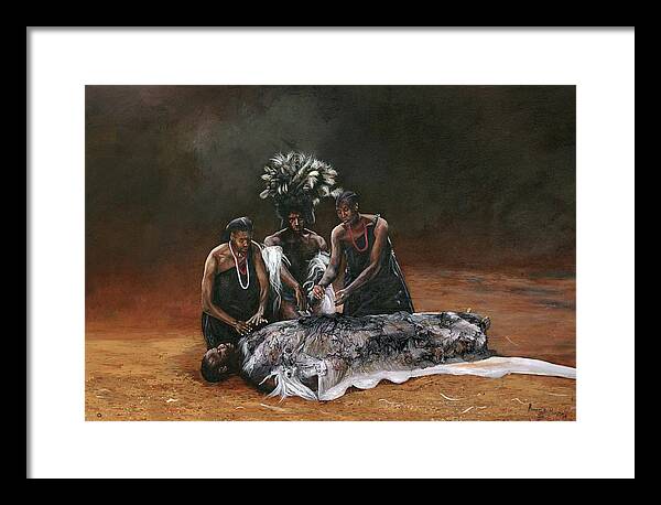 African Art Framed Print featuring the painting Death of Nandi by Ronnie Moyo