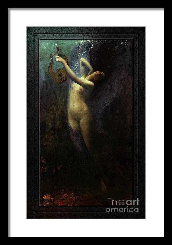 Ocean Deep Framed Print featuring the painting Death of Sappho by Charles Amable Lenoir Old Master Reproduction by Rolando Burbon