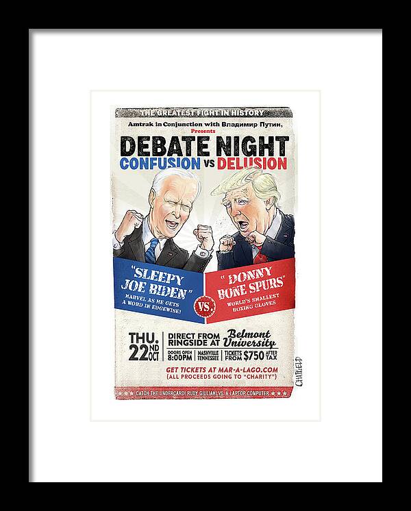 Captionless Framed Print featuring the drawing Debate Night by Jason Chatfield and Scott Dooley