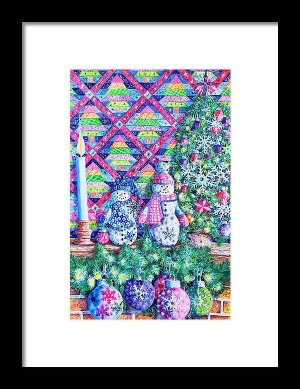 Quilt Framed Print featuring the painting Decorating for Christmas by Diane Phalen