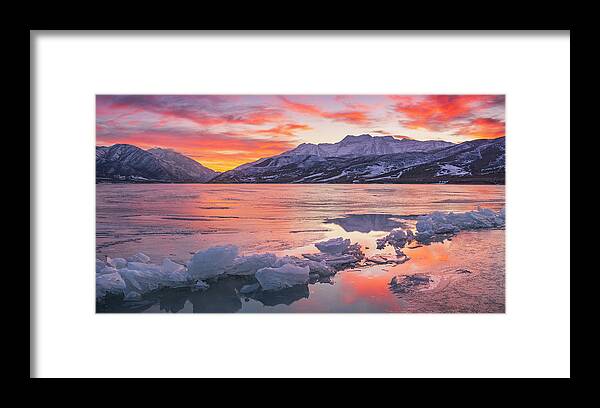 Winter Framed Print featuring the photograph Deer Creek Melting Ice Panorama by Wasatch Light