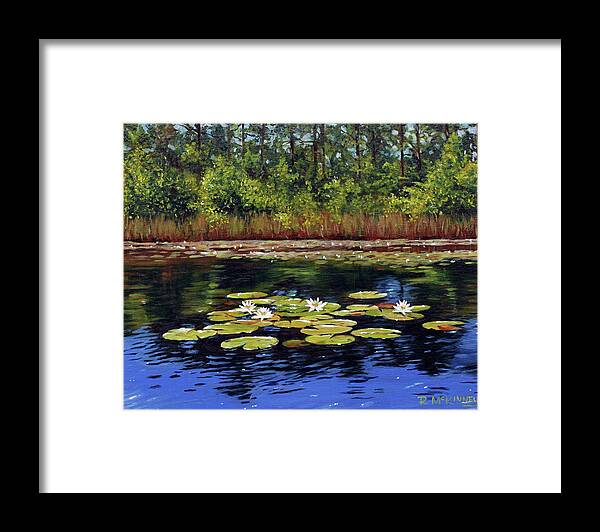 Lily Framed Print featuring the painting Deer Point Lake by Rick McKinney