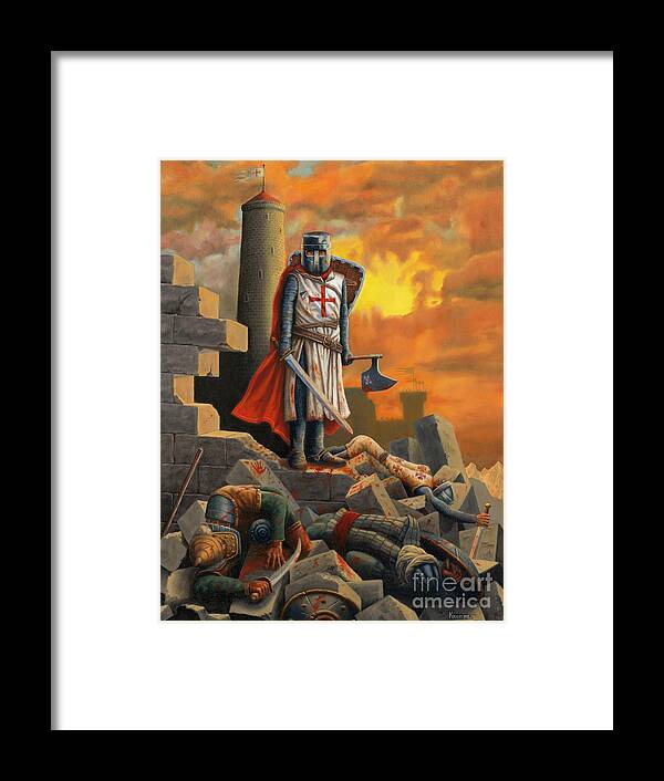 Medieval Framed Print featuring the painting Defender by Ken Kvamme