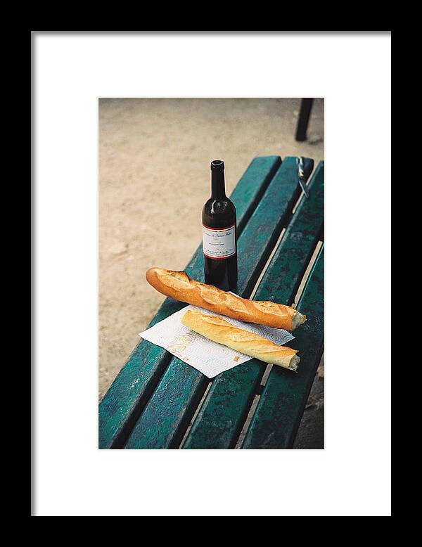 Paris Framed Print featuring the photograph Wine and Bread by Claude Taylor