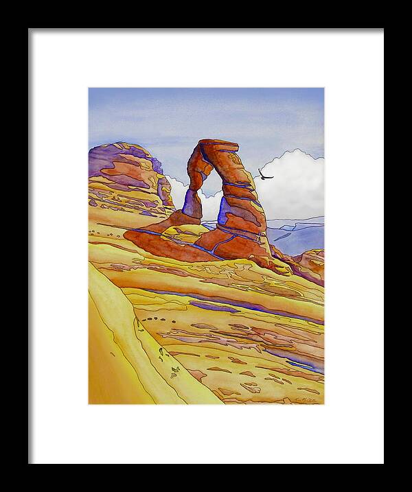 Kim Mcclinton Framed Print featuring the painting Delicate Arch by Kim McClinton