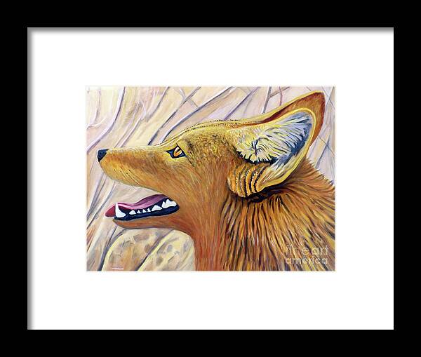 Coyote Framed Print featuring the painting Delight by Brian Commerford
