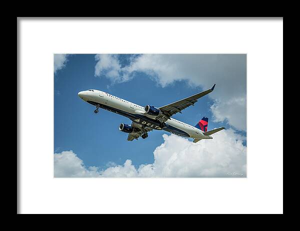 Reid Callaway Delta Airlines Airplane N308dn Images Framed Print featuring the photograph N308DN Delta Air Lines Airbus A321 Landing Hartsfield-Jackson Atlanta International Airport Art by Reid Callaway