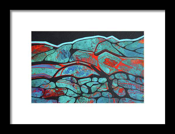 Abstract Framed Print featuring the painting Delta Dawn by Nancy Jolley