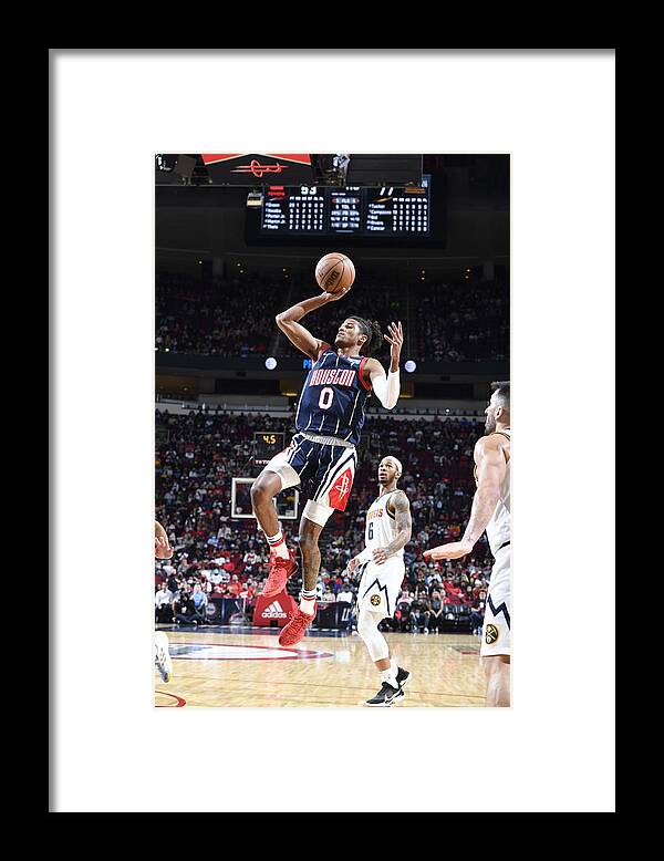 Jalen Green Framed Print featuring the photograph Denver Nuggets v Houston Rockets by Logan Riely